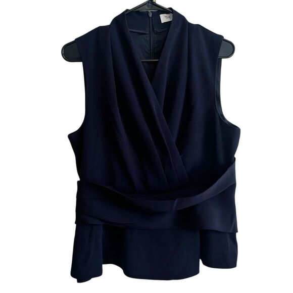 The Fold Belleville Sleeveless Draped Top Shirt Blouse  Size 10 Navy blue - Picture 1 of 9